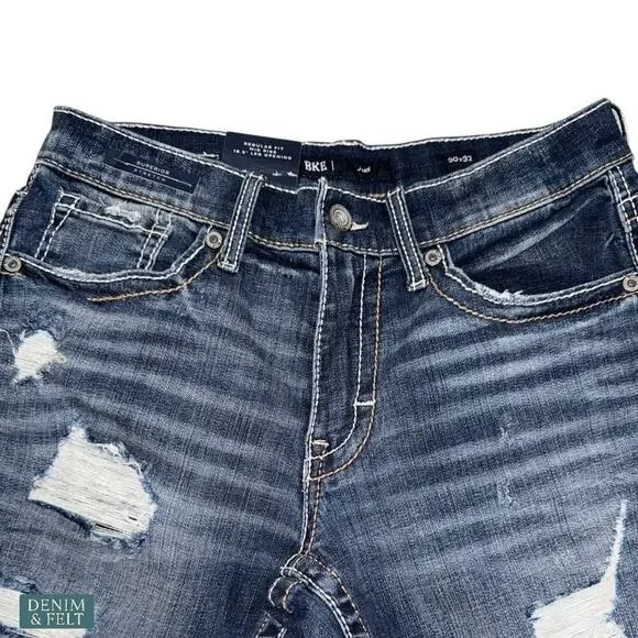 BKE Jake Bootcut Stretch Jeans Men’s 30x32 Macon Wash Distressed Denim NEW~NWT